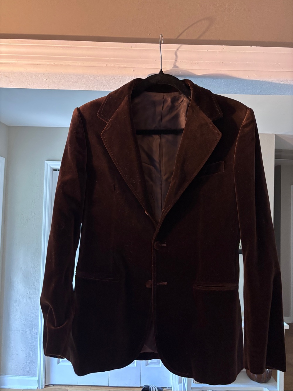 Vintage A.X.X. Chocolate Brown Cotton Velvet Blazer Sport Coat Made in Italy XS